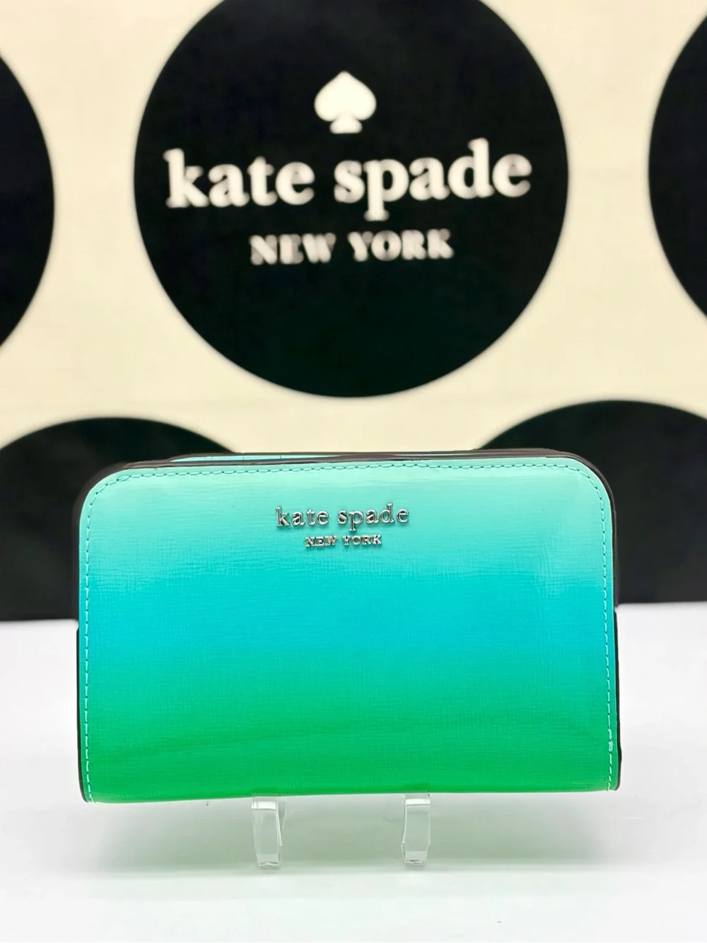 Kate Spade Morgan Ombré Compact Wallet in Mint Liqueur Multi Green